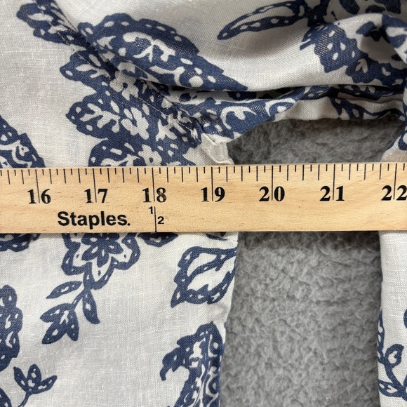 Charter Club Weekend Linen Button Down Shirt Blue Paisley Floral Medium - Picture 8 of 15